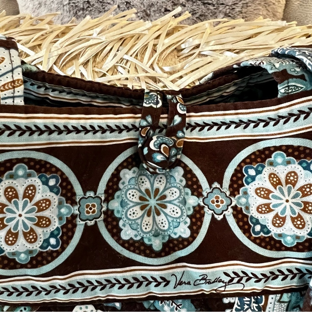 Vintage Vera Bradley Java Blue Medium Button Tote… - image 2